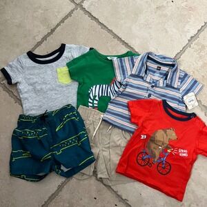 Baby Boy 3-6M Bundle Boden Tea Gap Hatley 6pc Shorts Shirt Zebra Bear Alligators